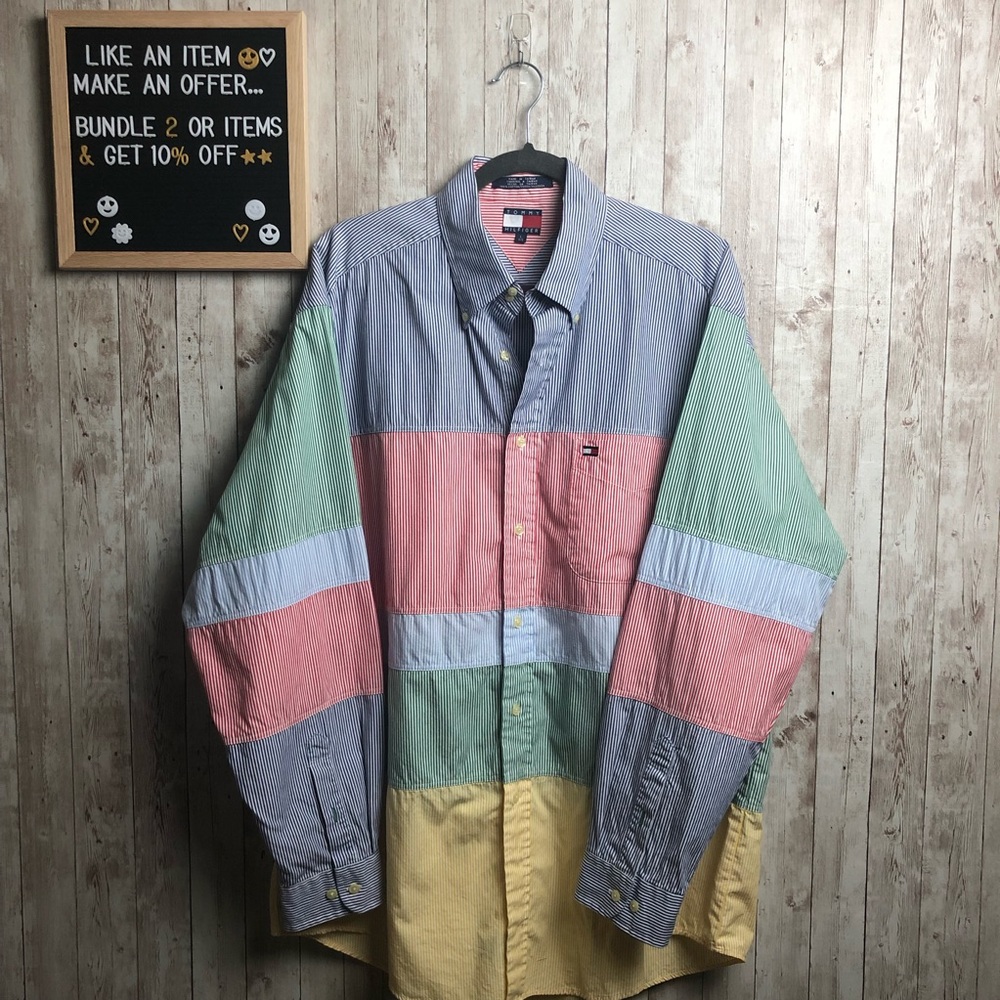 Tommy Hilfiger Vintage 90's Color Block Buttondown - Picture 3 of 6